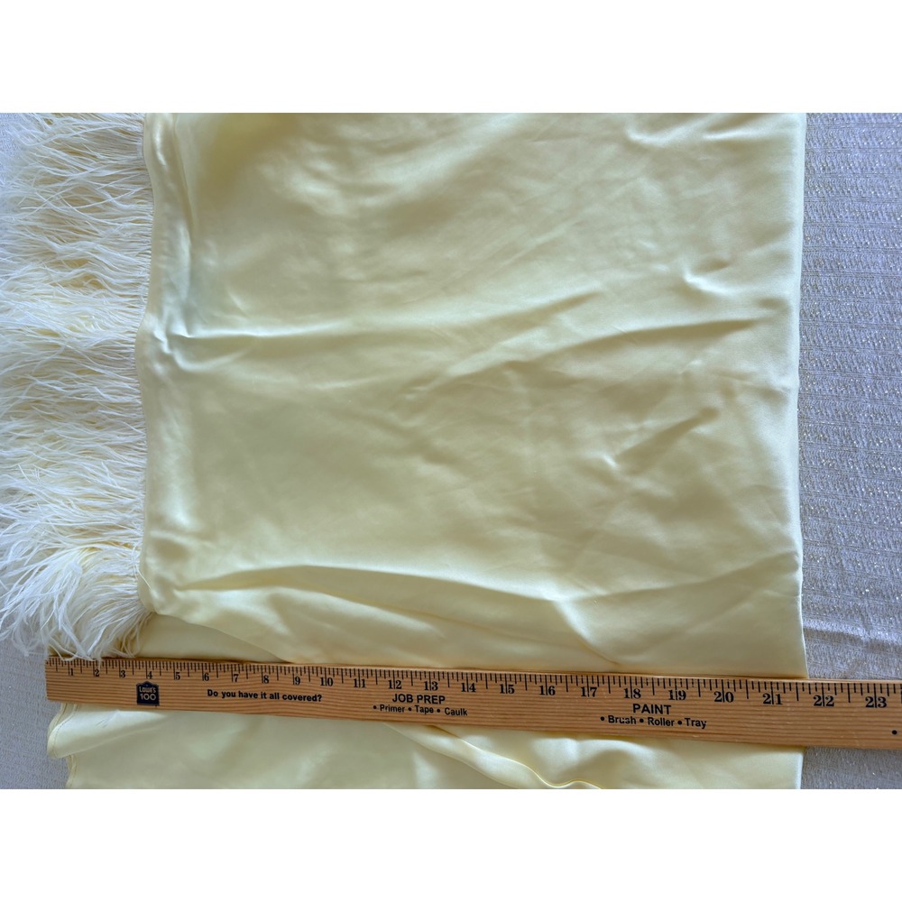 Zara Feather Trim Satin Midi Dress Medium Yellow Strapless Party wedding new - Picture 8 of 15
